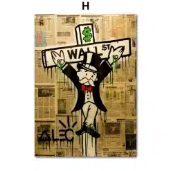 Alec Monopoly Graffiti Artworks Printed on Canvas - Image 9