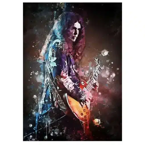 Great Paintings of Famous Guitarists Printed on Canvas - Image 6
