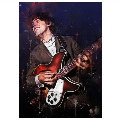 Great Paintings of Famous Guitarists Printed on Canvas - Image 7