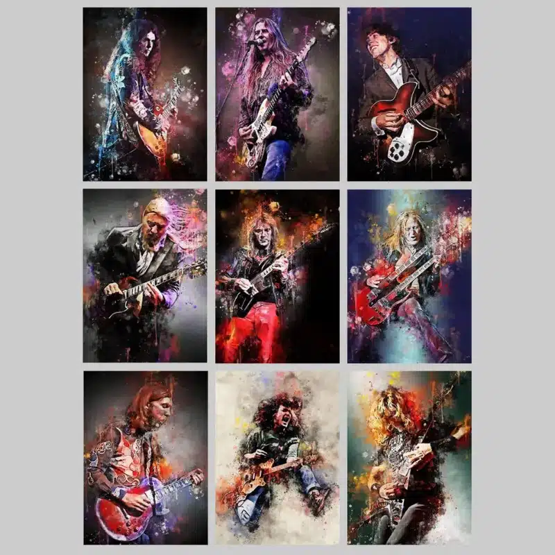 Great Paintings of Famous Guitarists Printed on Canvas