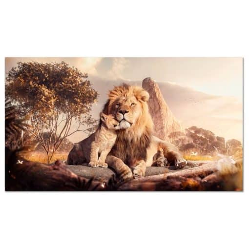 Lion Cub with The Lion King Artwork Printed on Canvas - Image 2