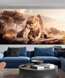 Lion Cub with The Lion King Artwork Printed on Canvas