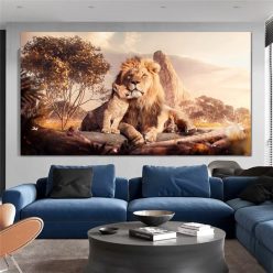 Lion Cub with The Lion King Artwork Printed on Canvas