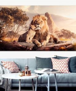 Lion Cub with The Lion King Artwork Printed on Canvas