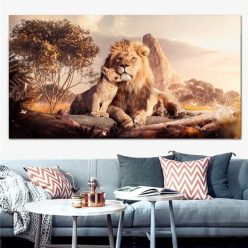 Lion Cub with The Lion King Artwork Printed on Canvas