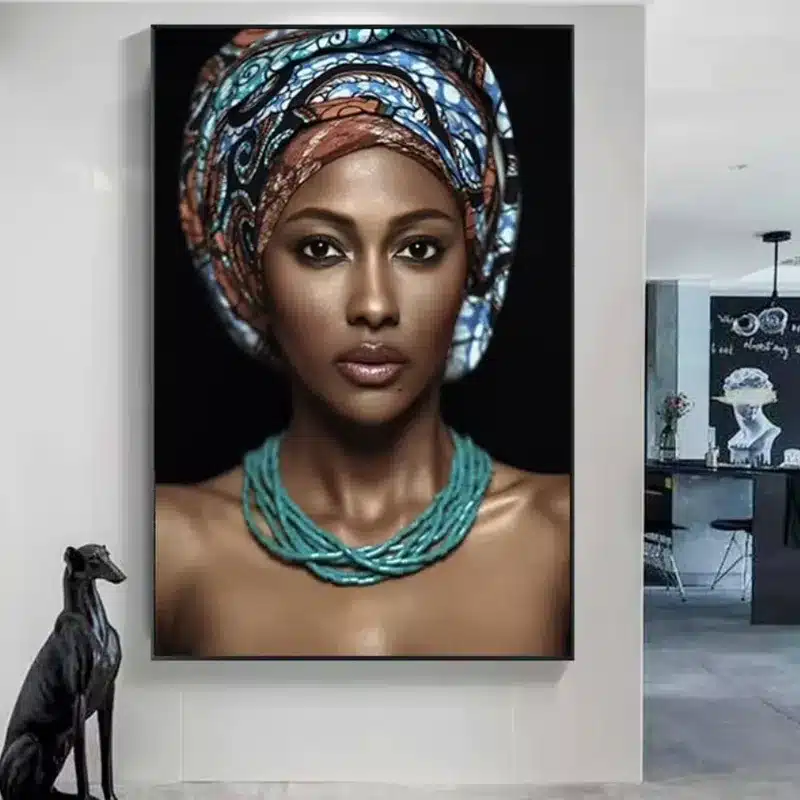 Woman With Indian Headband Painting Printed on Canvas