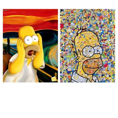 Cartoon Artworks of Simpson Printed on Canvas