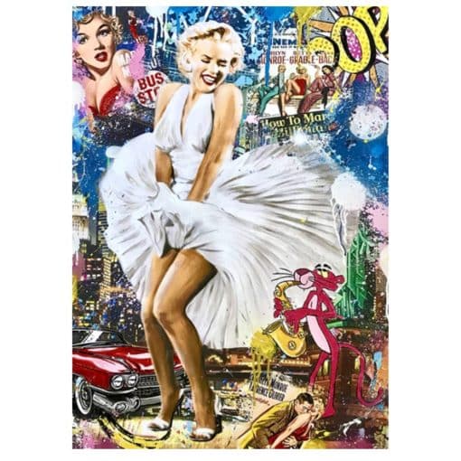 Pop Street Graffiti Art of Marilyn Monroe Printed on Canvas - Image 2