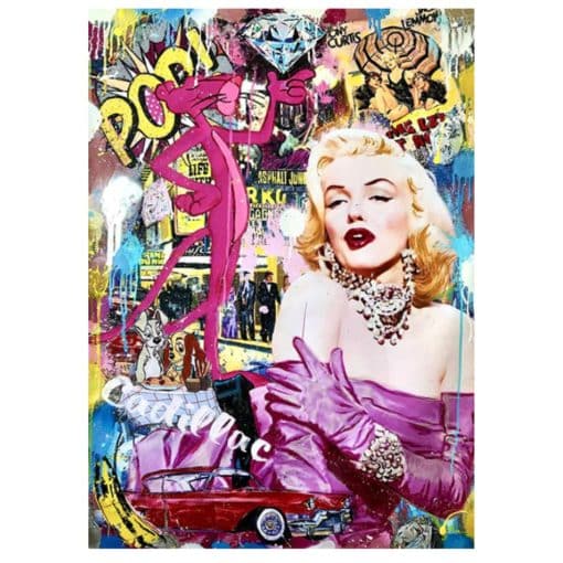 Pop Street Graffiti Art of Marilyn Monroe Printed on Canvas - Image 3