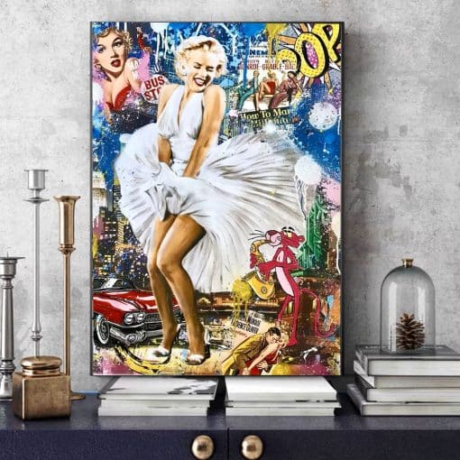 Pop Street Graffiti Art of Marilyn Monroe Printed on Canvas (1)