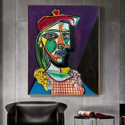 Woman in Beret and Checked Dress by Pablo Picasso