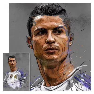 Paintings of Famous Football Players Printed On Canvas - Image 13