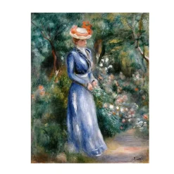 Woman in a Blue Dress Standing in the Garden at Saint-Cloud by Pierre-Auguste Renoir 1899