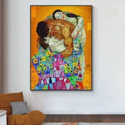 Family Painting in the Spirit of Gustav Klimt Printed on Canvas