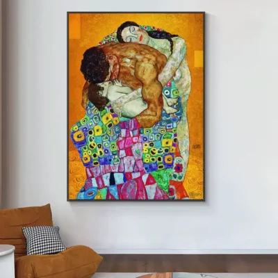 Family Painting in the Spirit of Gustav Klimt Printed on Canvas