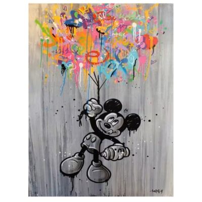 Mickey Mouse Graffiti and Disney Cartoon Art Printed on Canvas - Image 3
