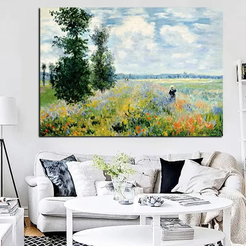 Poppy Fields Argenteuil by Claude Monet 1875 Printed on Canvas
