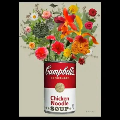 Soup Can with Flowers