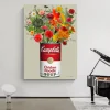 Soup Can with Flowers Notion from Andy Warhol Printed on Canvas