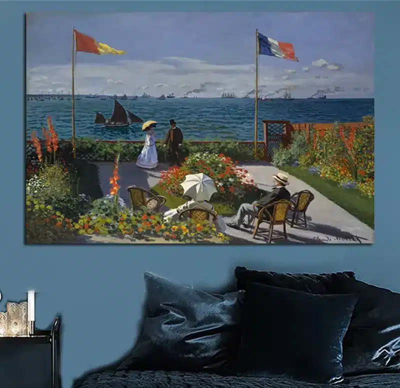 The Garden at Sainte-Adresse by Claude Monet Printed on Canvas