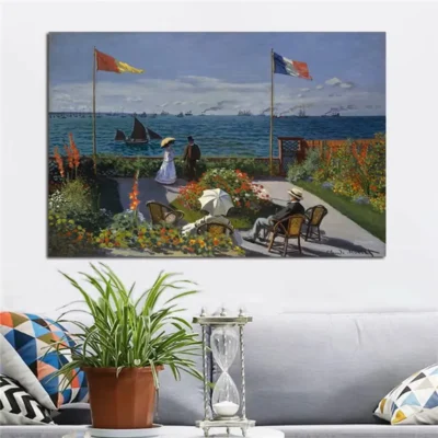The Garden at Sainte-Adresse by Claude Monet Printed on Canvas