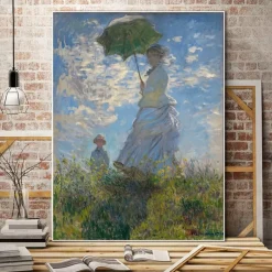 The Promenade Woman with a Parasol by Claude Monet Printed on Canvas