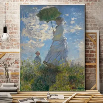 The Promenade Woman with a Parasol by Claude Monet Printed on Canvas