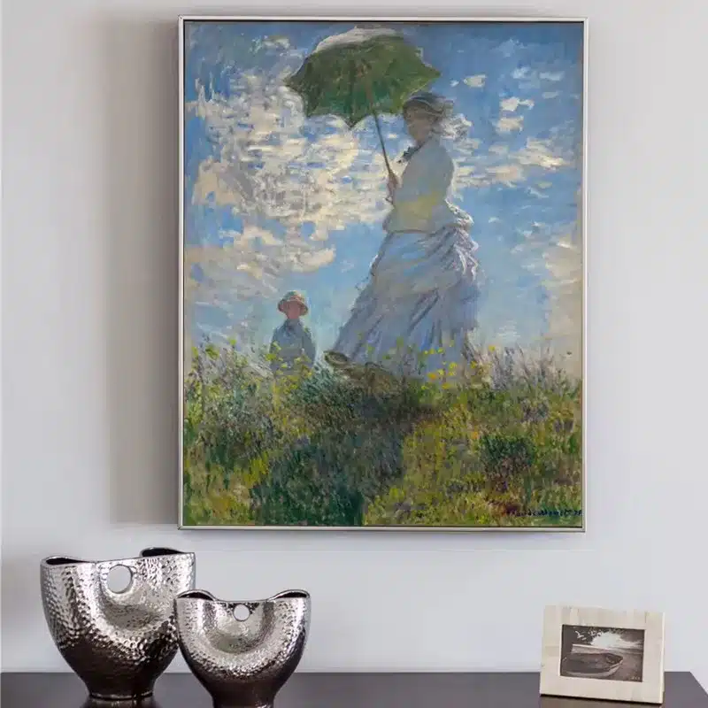 The Promenade Woman with a Parasol by Claude Monet Printed on Canvas