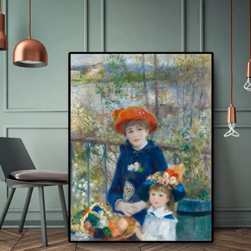 Two Sisters On the Terrace by Pierre-Auguste Renoir Printed on Canvas