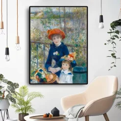 Two Sisters On the Terrace by Pierre-Auguste Renoir Printed on Canvas