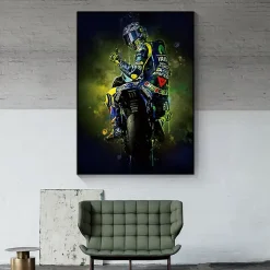 Valentino Rossi Italian Motorcycle Racer Painting Printed on Canvas