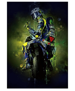Valentino Rossi Italian Motorcycle Racer Painting Printed on Canvas