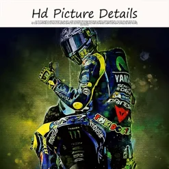 Valentino Rossi Italian Motorcycle Racer Painting Printed on Canvas - Image 3
