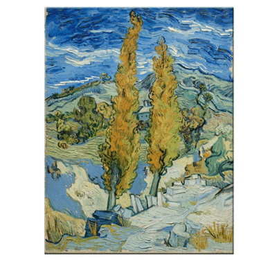 Vincent van Gogh 1889 Two Poplars On a Road Through the Hills