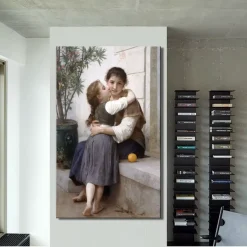 A Little Coaxing by William Adolphe Bouguereau Printed on Canvas