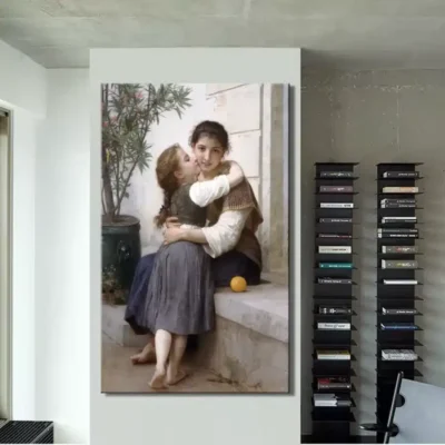 A Little Coaxing by William Adolphe Bouguereau Printed on Canvas