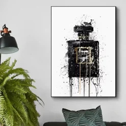 Abstract Black Perfume Bottle Artwork Printed on Canvas