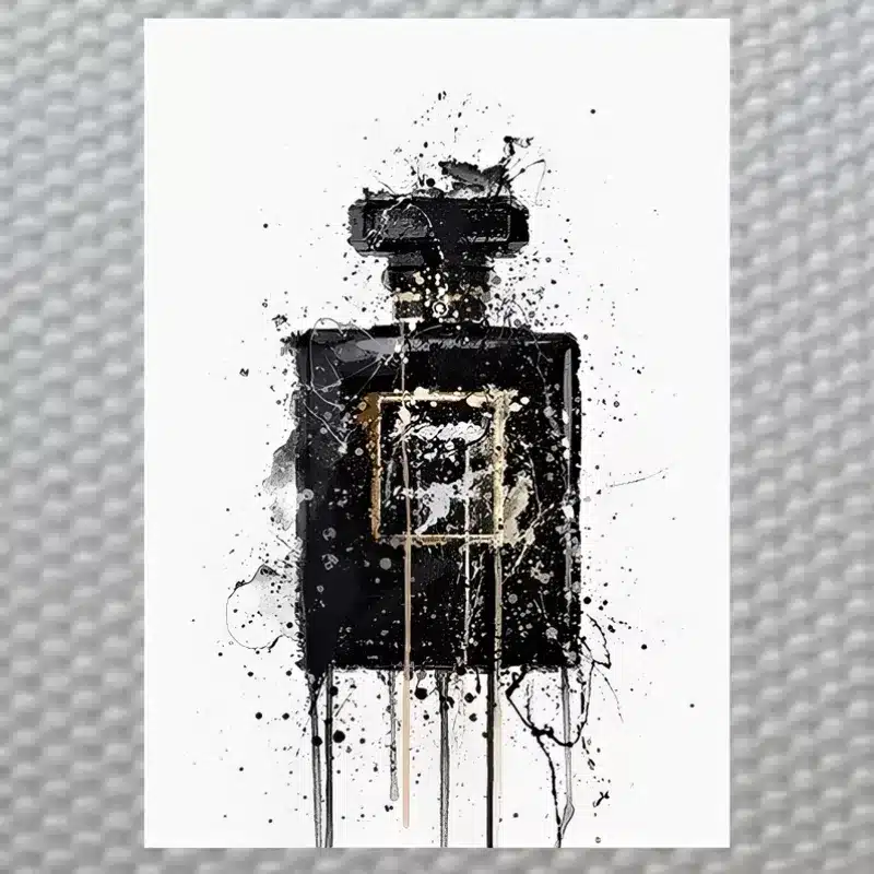 Abstract Black Perfume Bottle Artwork Printed on Canvas