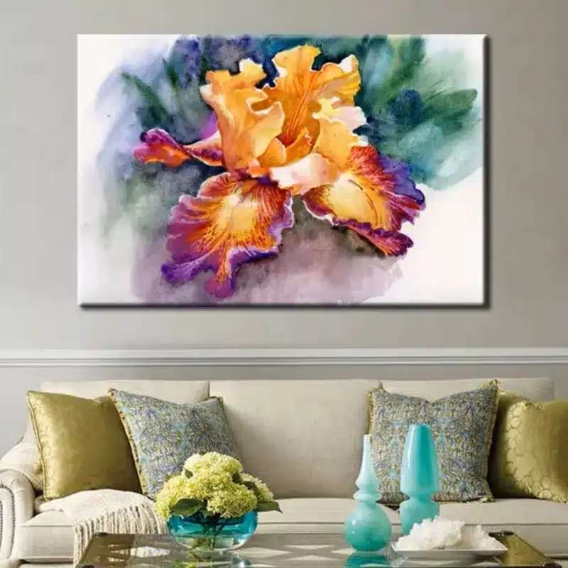 Abstract Colorful Iris Painting Printed on Canvas