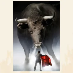 Bull and a Small Man