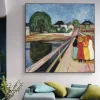 Girls on a Bridge by Edvard Munch Printed on Canvas