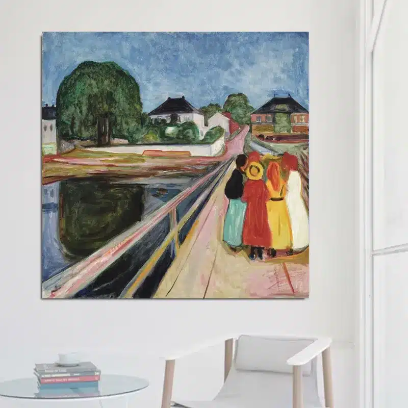 Girls on a Bridge by Edvard Munch Printed on Canvas