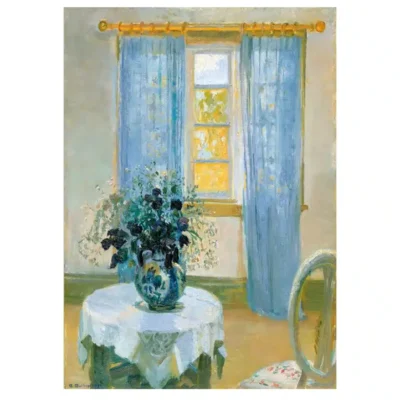Painting by Anna Ancher (1) Interior with Clematis 1913