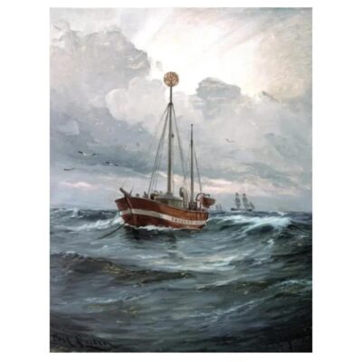 The Lightship at Skagen Reef by Carl Locher Printed on Canvas - Image 2