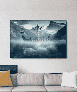 Viking Longboat in the North Sea Printed on Canvas