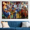 Band Making Music Colorful Painting Printed on Canvas