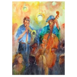Colorful Watercolor Painting of Music People