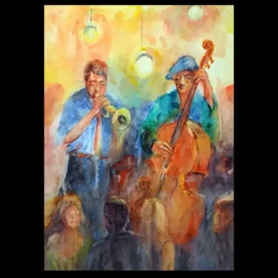 Colorful Watercolor Painting of Music People