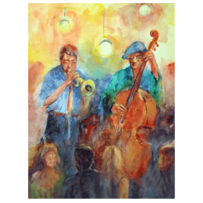 Colorful Watercolor Painting of Music People