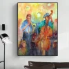 Colorful Watercolor Painting of Music People Printed on Canvas